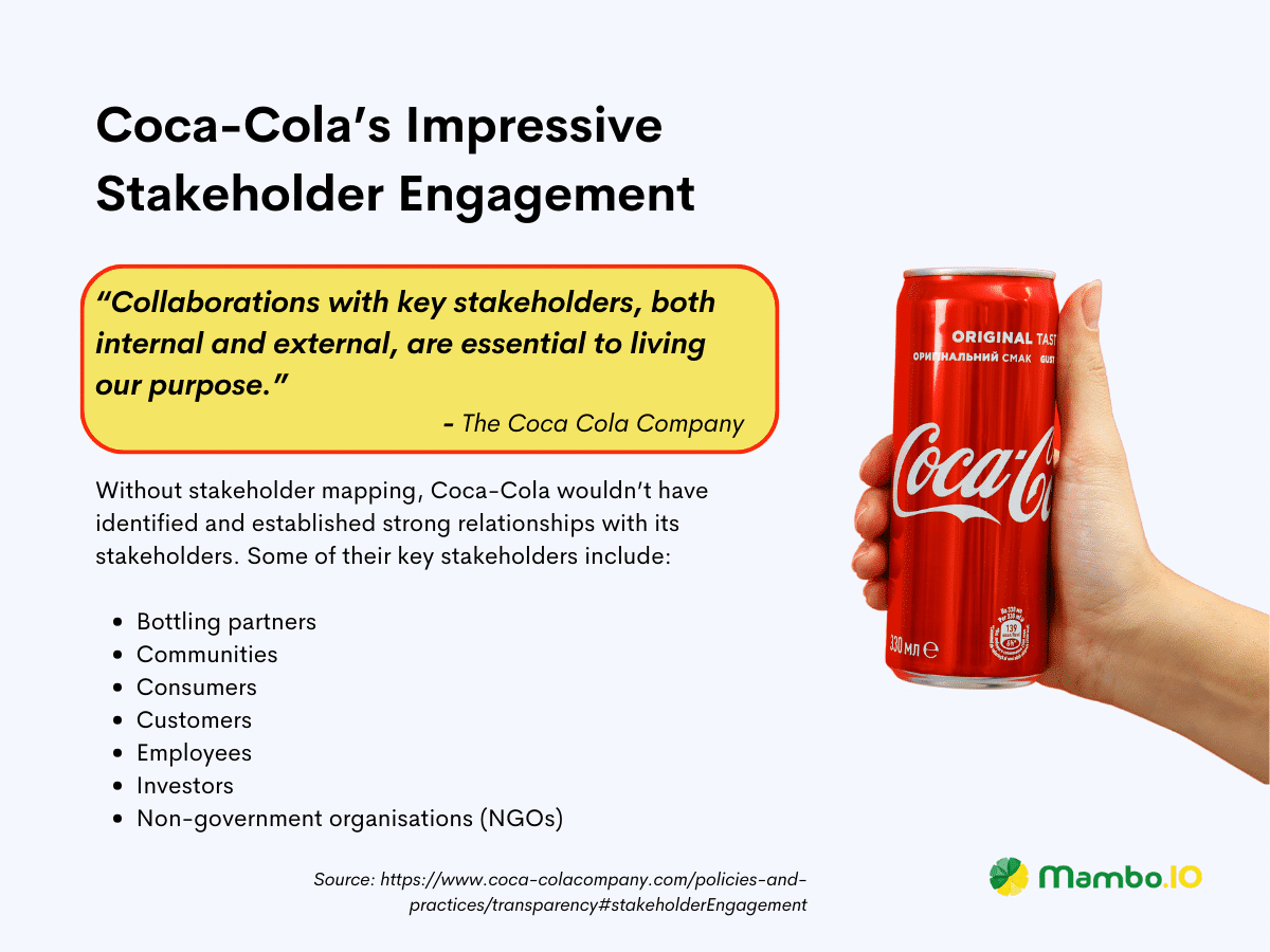 Coca Cola stakeholder mapping led to effective stakeholder engagement