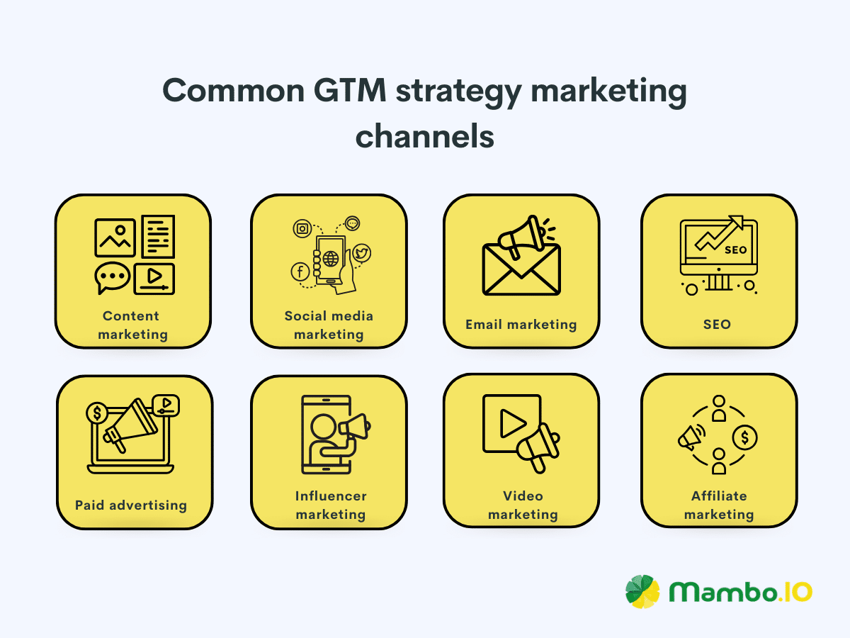 A list of common go to market strategy