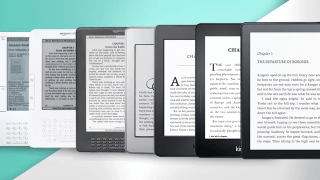 Different generations of Amazon Kindle devices