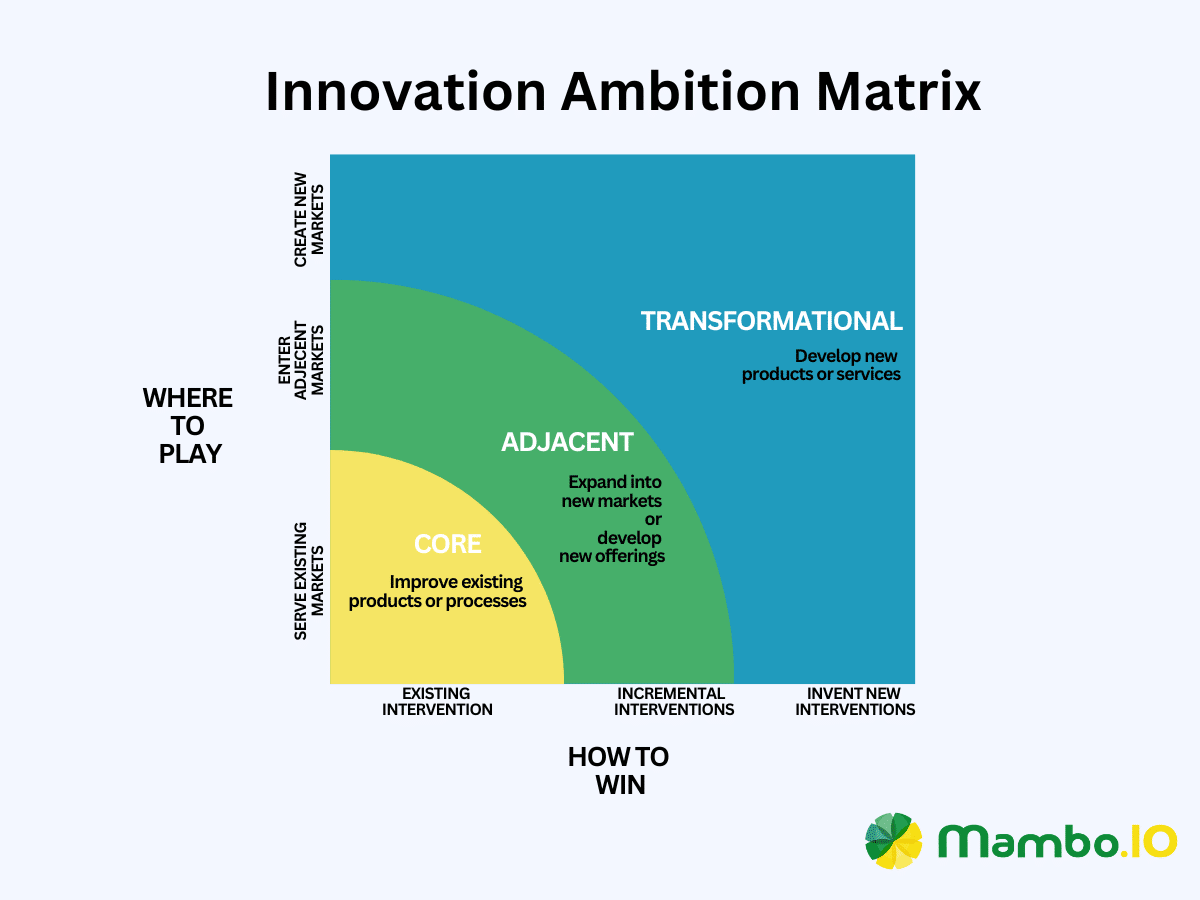 A template of the Innovation Ambition Matrix for product portfolio management