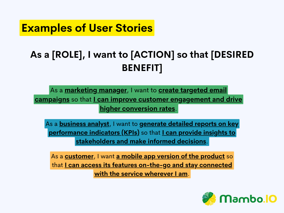 Examples of user stories to use along the CIRCLES method.