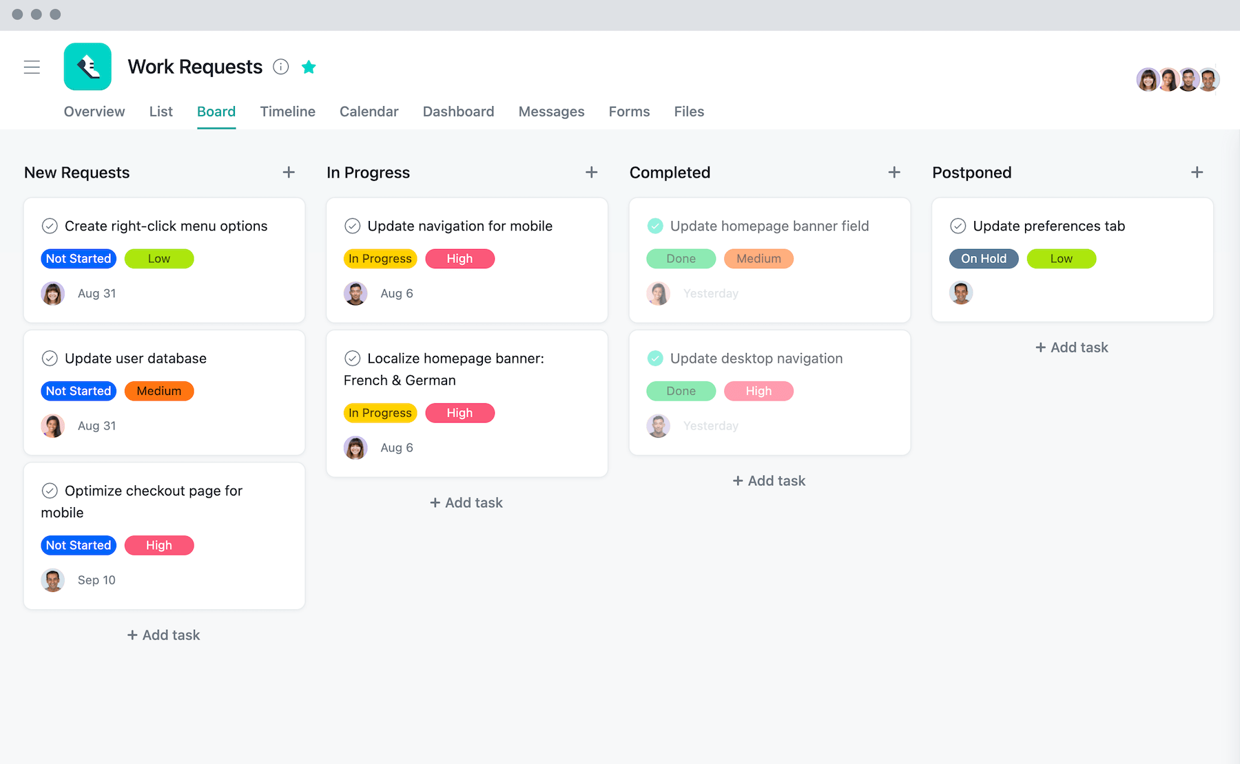 A screenshot of Asana, a product development software for product management.