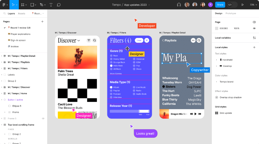 Figma, a product development software for prototyping and design.